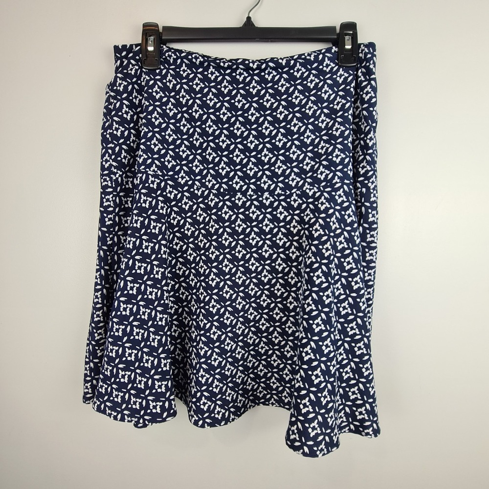 Ralph Lauren Navy And White Printed Fit & Flare Skirt Size 6‎ Lightweight Lined